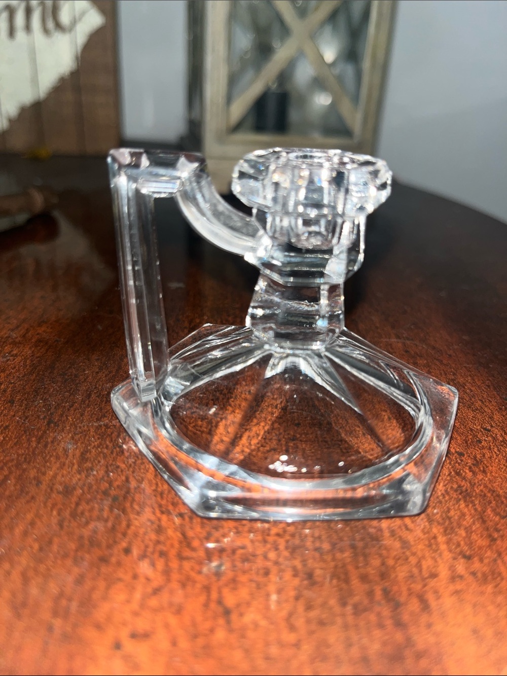 Antique KrysTol Glass Chippendale Chamberstick Classic Home Accent
